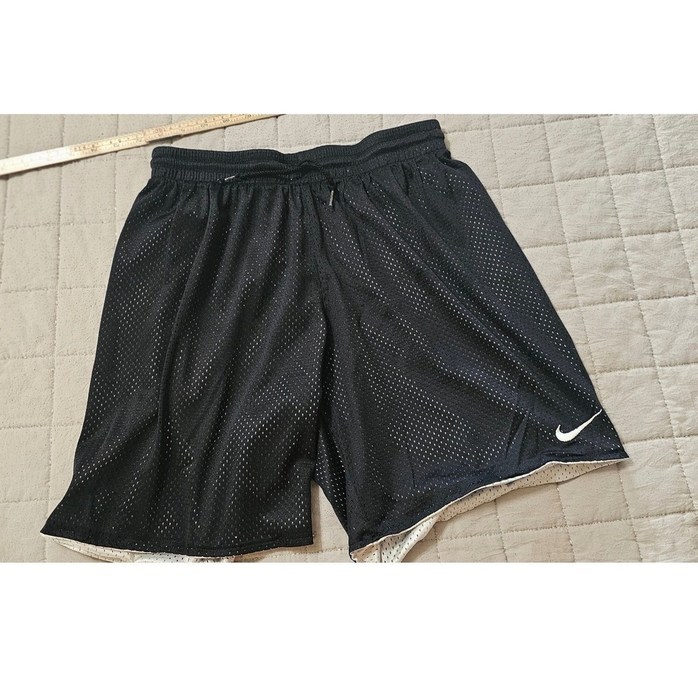 Nike Kids Reversible Mesh Athletic Basketball Shorts Black‎ White Swoosh